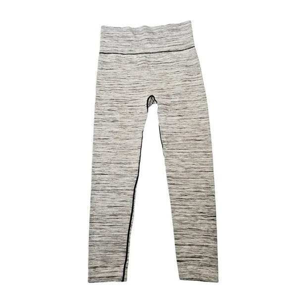 One 5 One Size L/XL Gray Black Leggings High Waist Stretch Pants Contrast Stitch - Picture 3 of 10